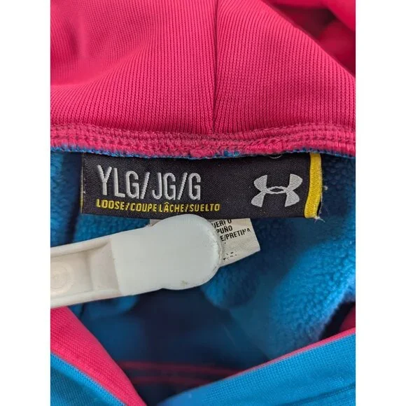 Under Armour Youth Boys Size L Blue Hoodie Loose Pullover Sweatshirt Pockets - Picture 11 of 11